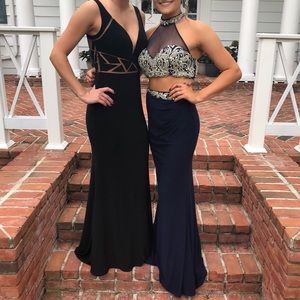 Navy Blue 2-Piece Prom Dress
